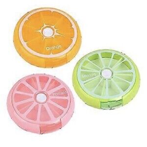 3 Pack Color Mini Pill Box Rotary Pill Box Fruit Shaped Plastic Pill Box